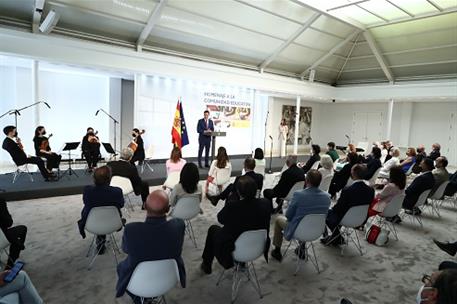 19/06/2021. Pedro Sánchez preside el acto de homenaje a la comunidad educativa. El presidente del Gobierno, Pedro Sánchez, interviene en el ...